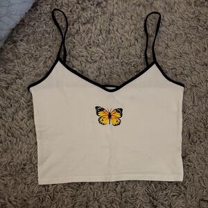 Butterfly Embroidered Women's Top - White